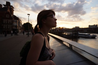Theresa at sunset along the Thames