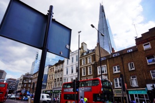 The Shard over Southwark, red bus obligatory