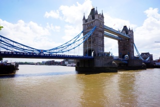 Tower Bridge in blue and sunshine