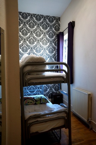 St. Christopher's bunk room — damask wallpaper edition