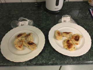 Where Theresa found pierogis, cooked up fresh at home. She's giddy again