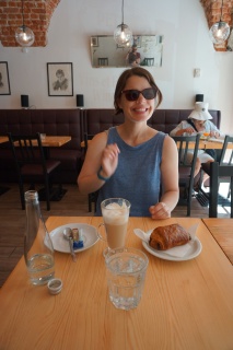 French pastries and coffee. Makes her happy