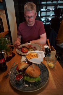 Brian, fascinated by a cheapish steak sampler