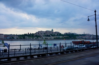 Looking across the Danube upstream toward the palace