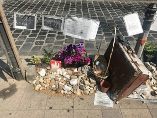 The protest is a series of small shrines
