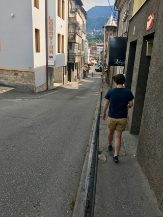 Heading down hill for a slice