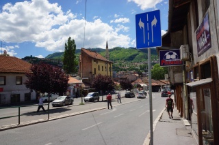 Looking down at the entrance to the 15th century market, Bascarsija