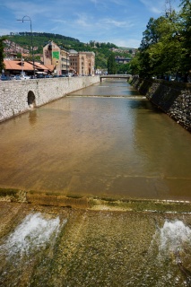 Again, the exceedingly shallow Miljacka River. The assassins intended to jump in it to escape