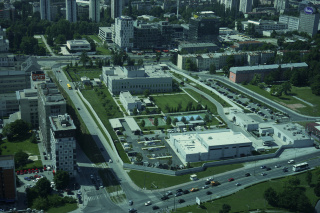 The view of the American Embassy from the 35th floor. A walled fortress