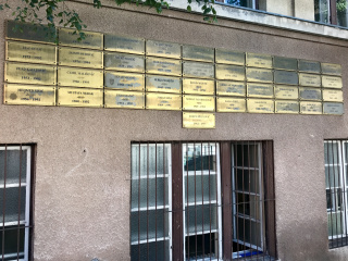 Tributes to dead Sarajevo citizens are everywhere. This is the side of a school