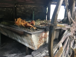 At our one stop, a road side restaurant with pigs on a spit