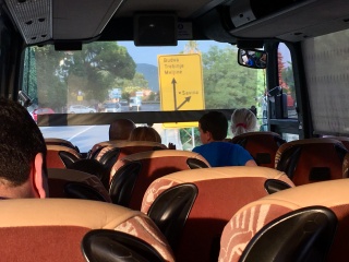 Back on a bus, this one is nicer but very little cooler
