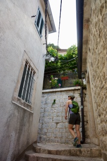 Up. For free. The 3 euros apiece guy is one flight below our front door.