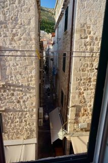 The view from our hideaway. The alley and the laundry.