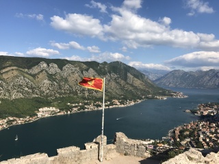 The flag, the bay, and most of Kotor from up top.