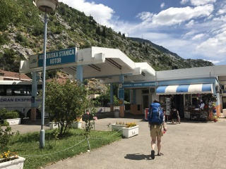 Autobuska stanica Kotor. Croatia on the board.