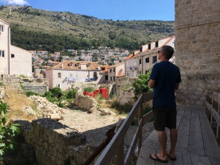 Up on the high walk above Ispod Mira, the town stacked up below.