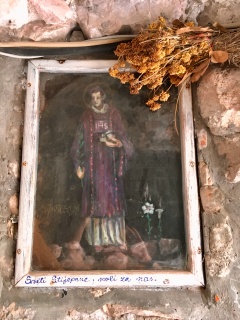 Sveti Stjepan in his niche, dried flowers and all.