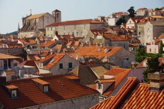 Roofs and a bell tower from the ramparts.