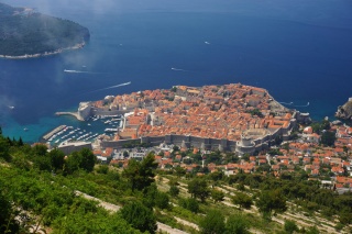 The walled city on the water, from the top of Mt Srd.