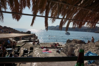 The view from under the palm thatch, where we earned it.