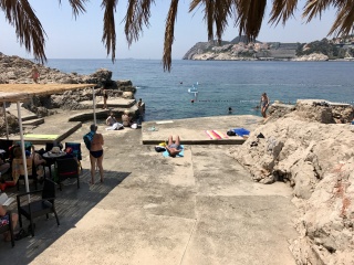 Last swim off the rocks below the walls.
