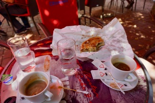 Soup, water, and a little baklava before the climb.