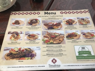 Tima Irma menu. Yes to most of it.
