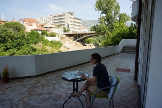 His last hour on the terrace, the Neretva below.