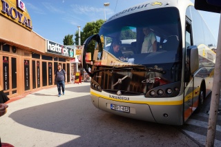 Our coach, pulled in at Split.