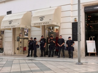 The welcoming committee, outside an optician. We did not investigate.