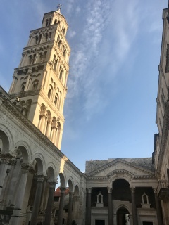 The Cathedral bell tower, going gold.