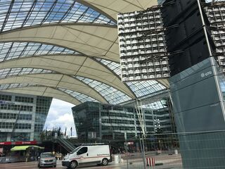 That big tented roof again. Hello, layover.