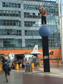 A man balancing on a ball on a pole. We told you Munich was weird.