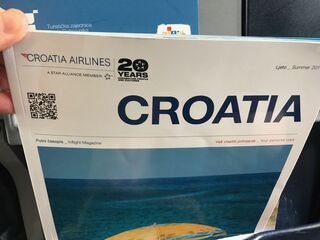 Croatia Airlines for the first leg. Twenty years of it, the cover says.
