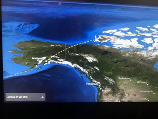 Two hours and change to Anchorage, over the top of Canada.