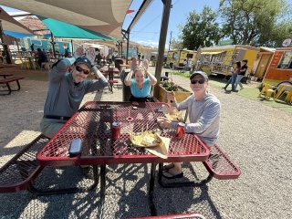 Bunny ears for Easter.  Brian apparently can't be bothered to put down his quesadilla