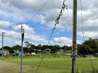 Soccer practice in the middle of Cristo Rey